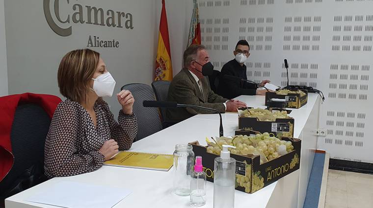 Mar&iacute;a Dolores Berenguer, alcaldesa de Monfort; Juan Riera, presidente de la C&aacute;mara de Alicante, y Fran Mart&iacute;nez, alcalde de Novelda.