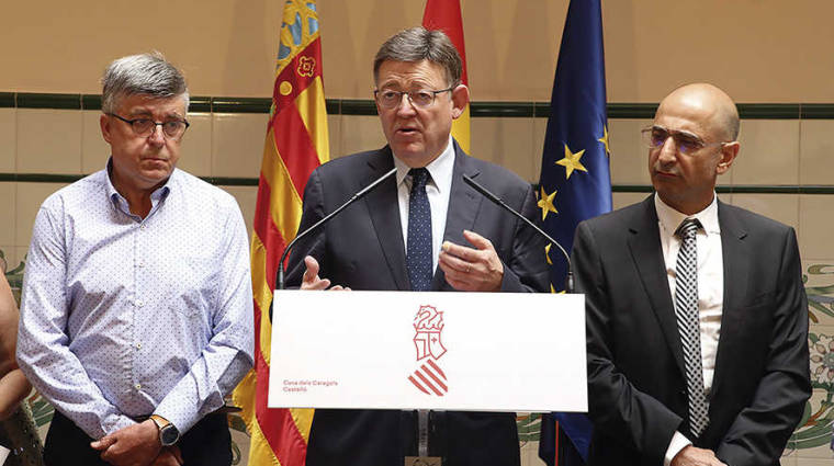 Ximo Puig, presidente de la Generalitat, tras la reuni&oacute;n con el Colectivo de Empresarios de la S&eacute;nia.