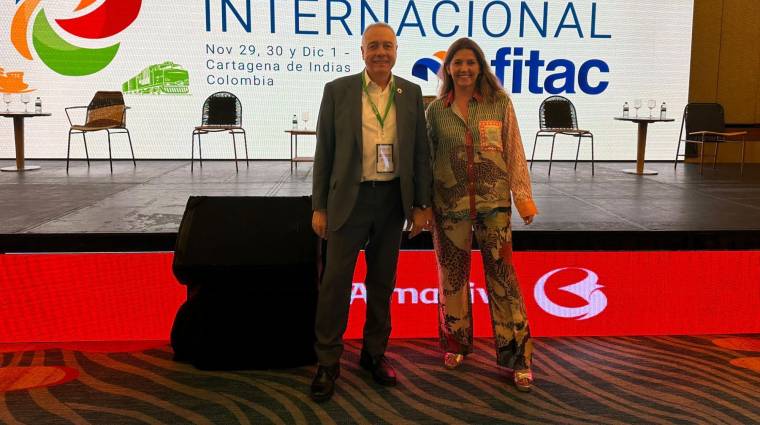 Pere Navarro, delegado especial del Estado en el Consorci de la Zona Franca de Barcelona; y Blanca Sorigué, directora general del Consorci de la Zona Franca de Barcelona, participan en el Congreso FIATC de Colombia.