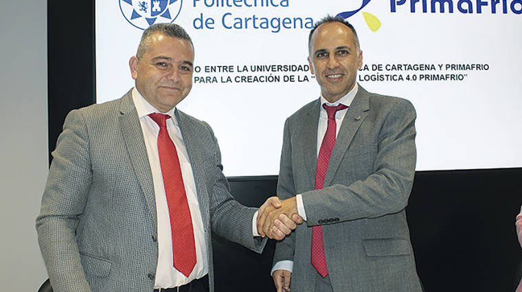 Juan Conesa, director general de Grupo Primafrio y Alejandro Díaz, rector de la UPCT.