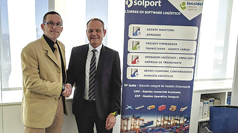Santiago G&oacute;mez gerente comercial de Solport, y &Aacute;lex Ferr&aacute;ndiz, gerente de la asociaci&oacute;n.