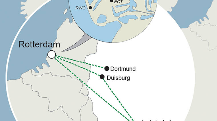 Dortmund, Duisburgo y Ludwigshaven son importantes nodos en Alemania.