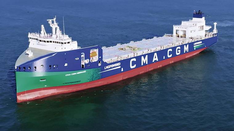 El buque “CMA CGM Mermaid” es el primero de una serie de 10 feeders impulsados por GNL para el norte de Europa y el Mediterráneo.