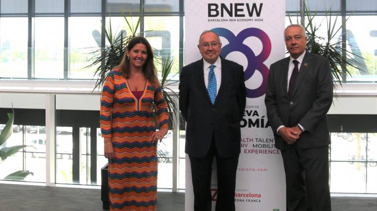 Blanca Sorigué, directora general del CZFB; José Luis Bonet, presidente de la Fundación INCYDE y Pere Navarro, delegado especial del estado en el CZFB.