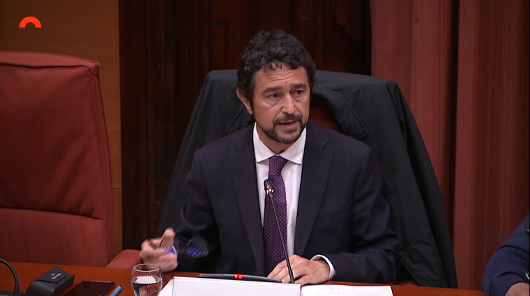 Damià Calvet, presidente de la Autoridad Portuaria de Barcelona, durante su comparecencia en el Parlament.