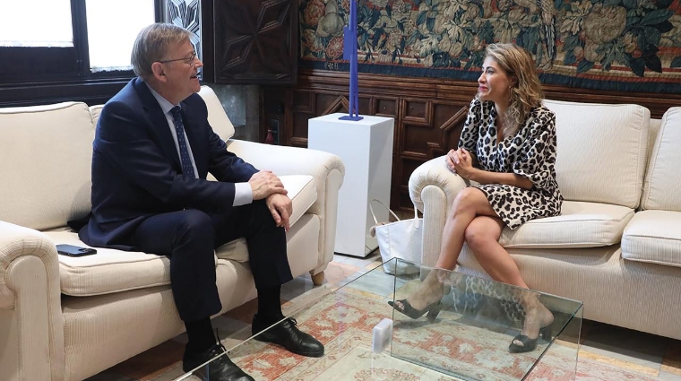 Ximo Puig, presidente de la Generalitat Valenciana; y Raquel Sánchez, ministra de Transportes, Movilidad y Agenda Urbana.