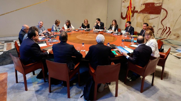 Imagen de la reunión de gobierno de la Generalitat de Catalunya celebrada esta mañana.