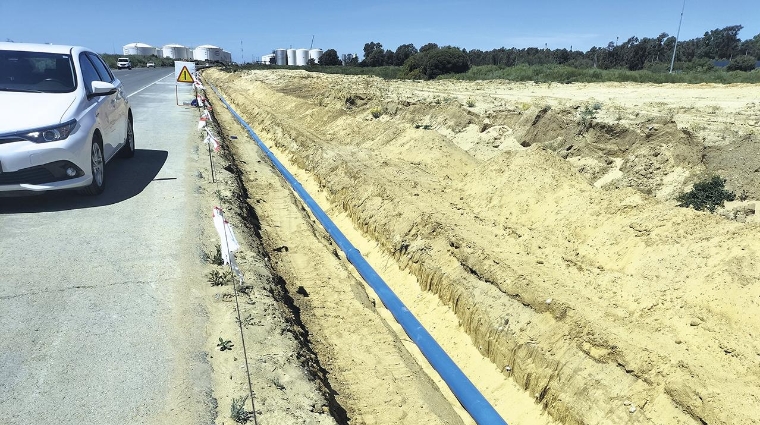 El Puerto de Huelva continúa desarrollando a buen ritmo las obras de conexión de saneamiento del Muelle Sur a la red básica.