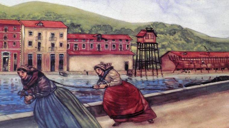 Una de las realidades m&aacute;s duras de la zona portuaria de Bilbao era el trabajo de las mujeres que trabajaban en la sirga.