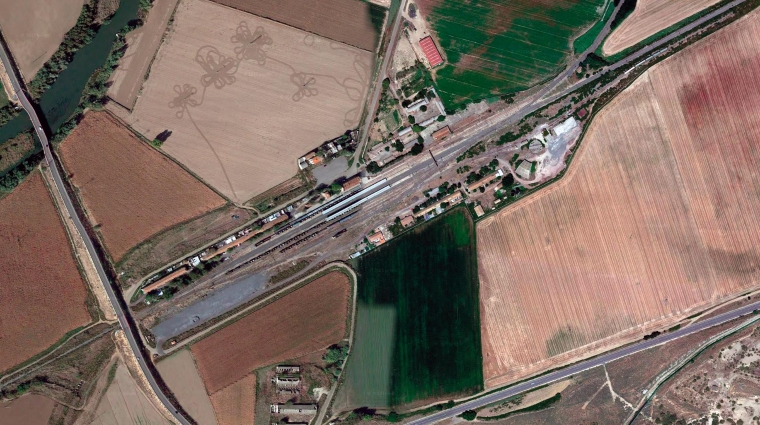 Imagen cenital de las actuales instalaciones logísticas de Algodor, en el término de Aranjuez.