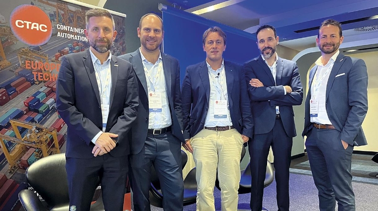 Rodrigo Garro, TMEIC/Orbita Sales Manager; Fernando Marti-Belda, NextPort Projects Manager; Oscar Pernia, NextPort Co-founder; Ángel Martínez, ProDevelop Head of Terminal Products; e Ignacio Navarro, TMEIC/Orbita Sales Manager.