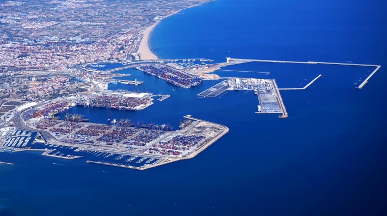 Imagen aérea del Puerto de Valencia.