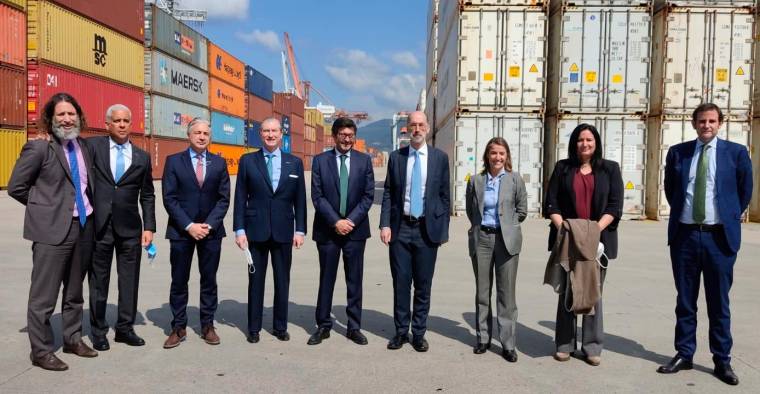 Un momento de la visita del presidente de Puertos del Estado a la terminal de contenedores del Puerto de Vigo.