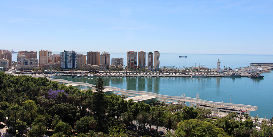 Imagen de la d&aacute;rsena del Muelle 1 y 2 del Puerto de M&aacute;laga.