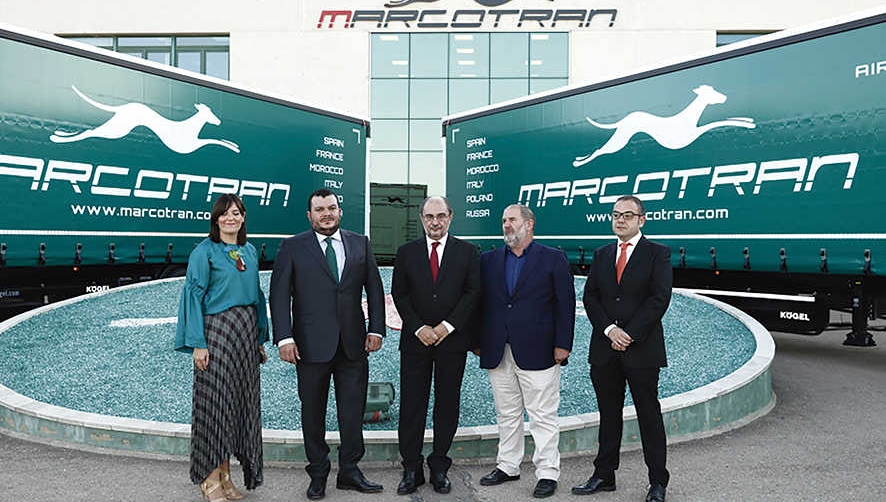 Responsables de Marcotran y del Gobierno de Arag&oacute;n durante la inauguraci&oacute;n de la ampliaci&oacute;n.