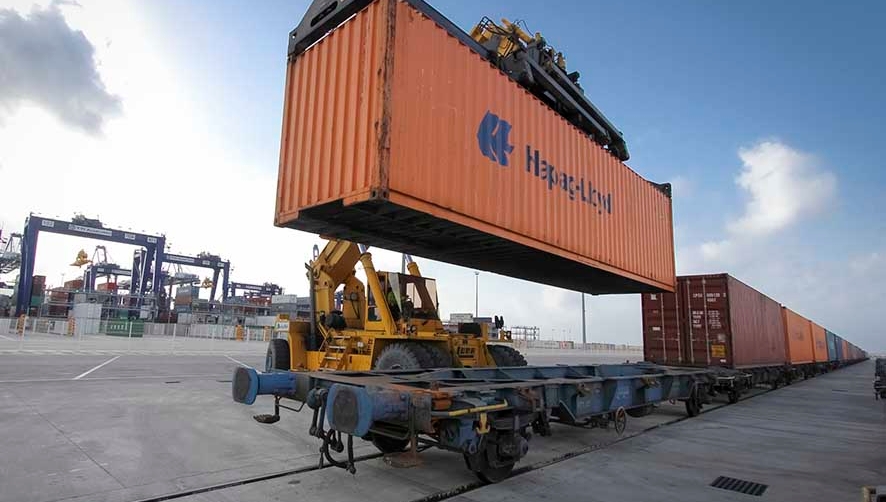 Imagen de la terminal ferroportuaria en el Puerto de Algeciras.
