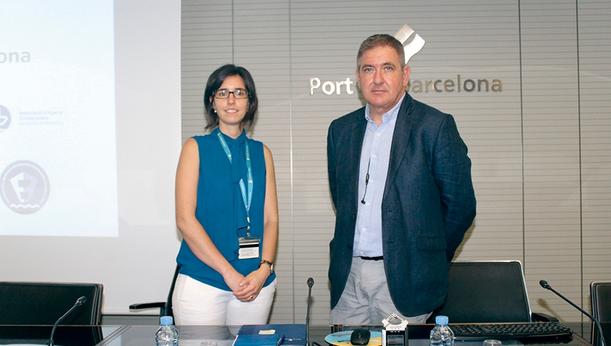 Anna Llisterri, responsable comercial y de l&iacute;neas regulares del Puerto de Barcelona; y Llu&iacute;s Par&iacute;s, Commercial Manager del Puerto de Barcelona. Foto A.Tejera.