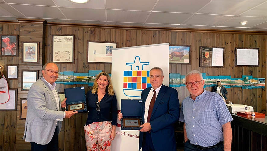 Jaume Altisent, presidente del CTM; Blanca Sorigu&eacute;, directora del Consorci de la Zona Franca; Pere Navarro, delegado especial del Estado en el Consorci, y Josep Bertran, miembro de la junta del CTM.