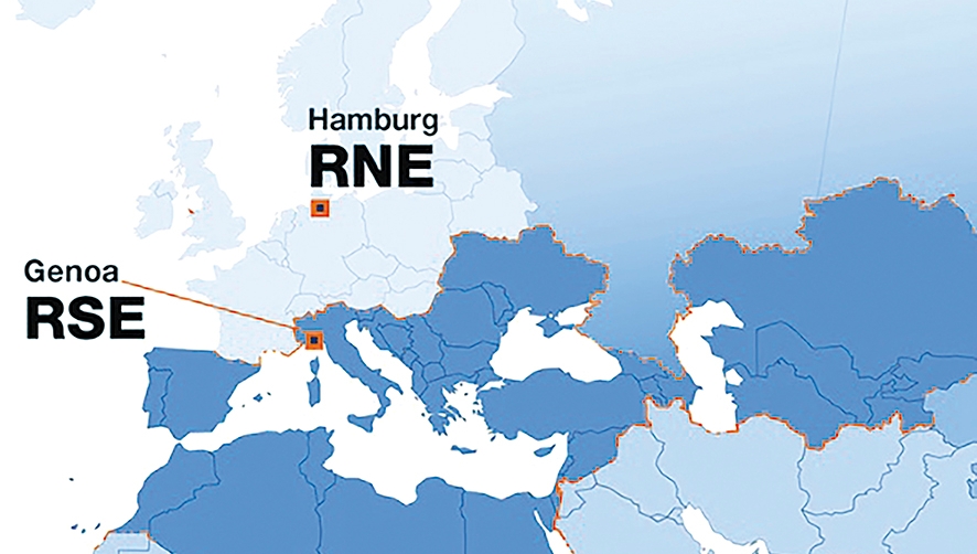G&eacute;nova ser&aacute; la sede operativa de la nueva Regi&oacute;n Sur de Europa y Hamburgo la del Norte de Europa.