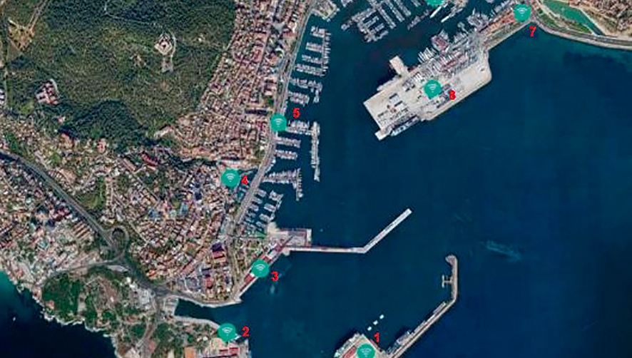 Mapa de la ubicaci&oacute;n de los sensores en el Puerto de Palma.