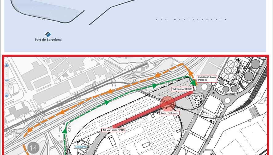 El Port de Barcelona habilita el acceso por la puerta 28 ante labores de mantenimiento de la red ferroviaria