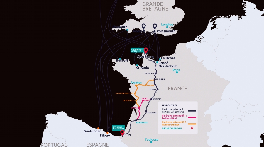 Brittany Ferries conecta los puertos de Baiona y Cherburgo con su nueva autopista ferroviaria