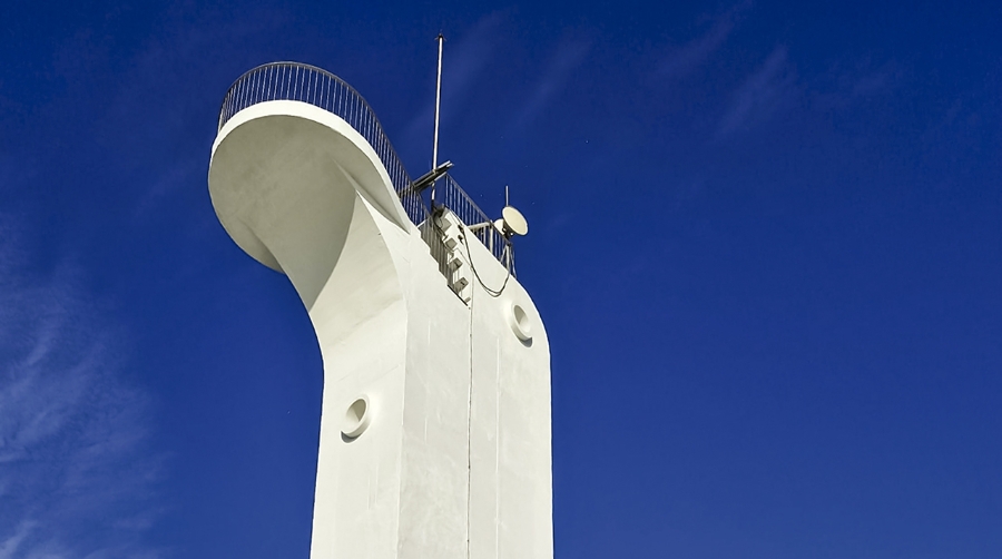 Parte superioro del faro de Punta de Baños.