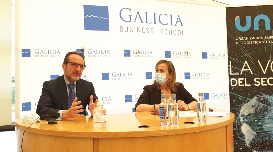 Francisco Aranda, presidente de UNO; y Ethel Vazquez, consejera de Infraestructuras y Movilidad.