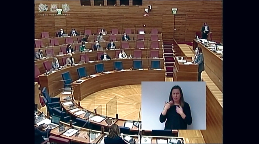 Un momento del debate del Pleno de Les Corts de hace unos minutos.