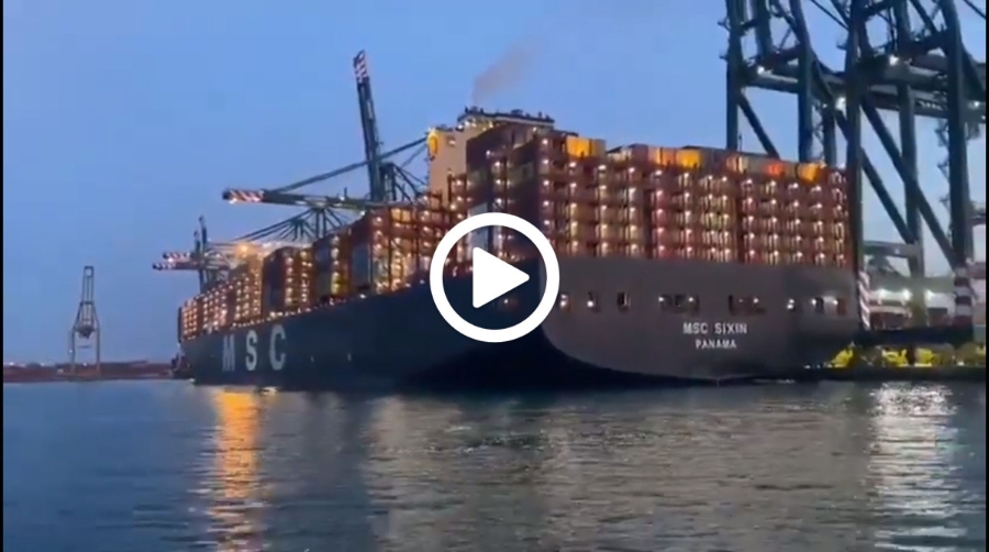 El "MSC Sixin" sigue rompiendo r&eacute;cords con su escala en el Puerto de Valencia