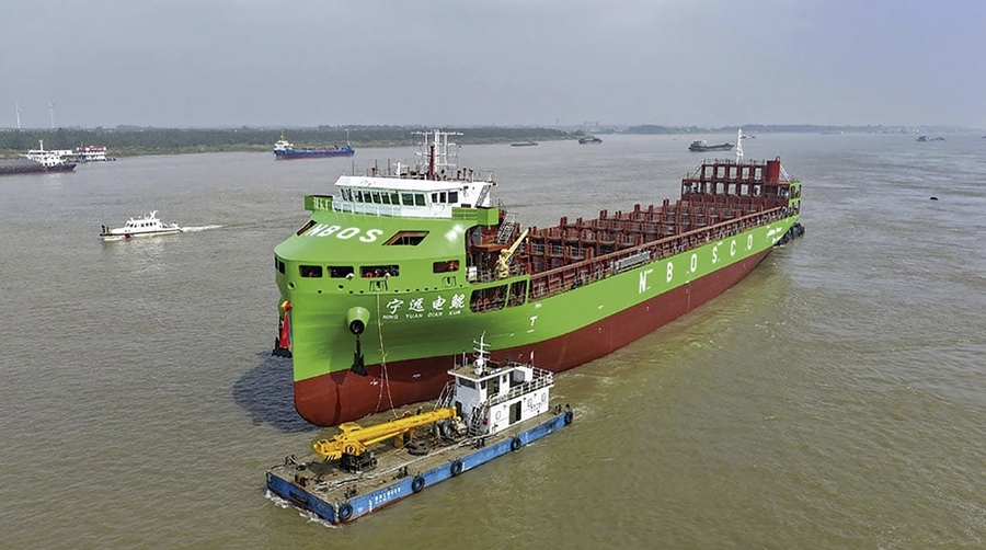 Pruebas de mar del portacontenedores eléctrico celebradas en febrero.