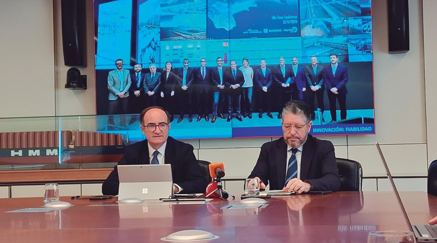 Gerardo Landaluce, presidente de la APBA, y José Luis Hormaechea, director, esta mañana en rueda de prensa.