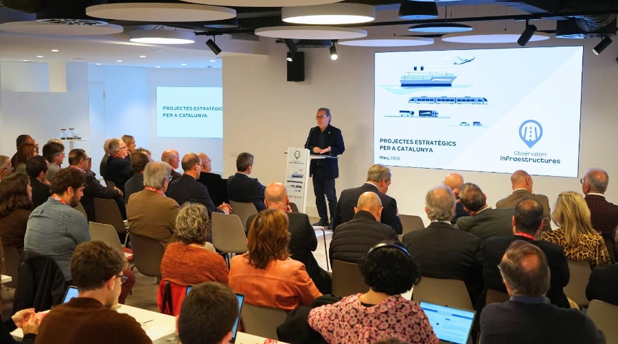 Josep Santacreu, presidente de la Cámara de Comercio de Catalunya, durante la presentación del Observatorio de Infraestructuras.
