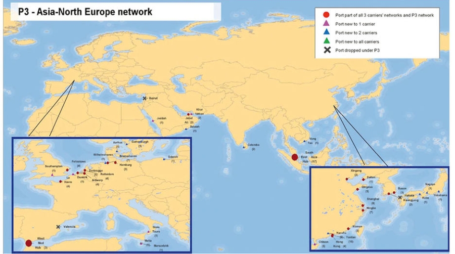 La P3 borra del mapa al Puerto de Valencia en sus conexiones entre Asia y el norte de Europa