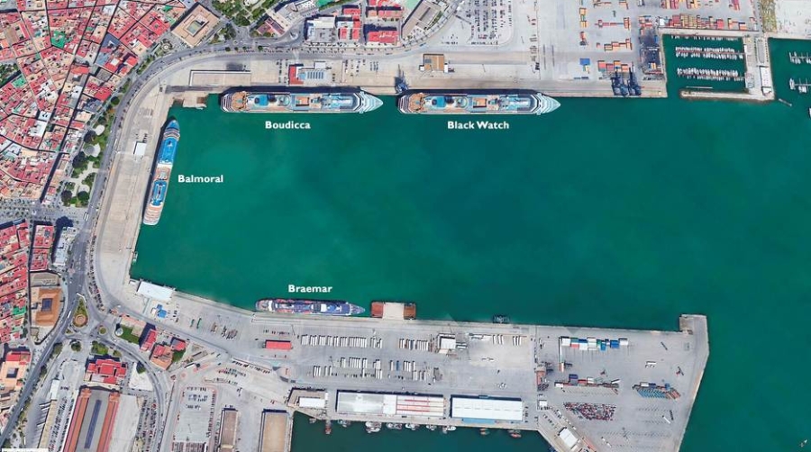 Cuatro buques de la naviera Fred Olsen, con m&aacute;s de 5.000 personas a bordo, llegan hoy al Puerto de la Bah&iacute;a de C&aacute;diz