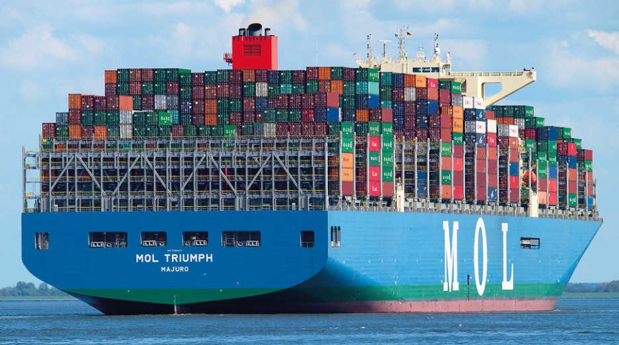 El &ldquo;MOL Triumph&rdquo;, con 20.000 TEUs de capacidad, es actualmente uno de los mayores portacontenedores del mundo.