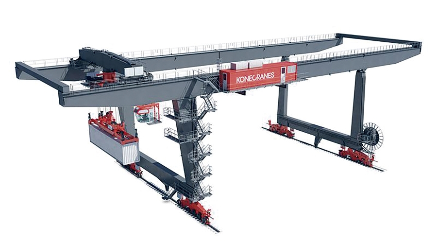 Cada grúa estará equipada con un spreader de doble izaje y un carro giratorio.