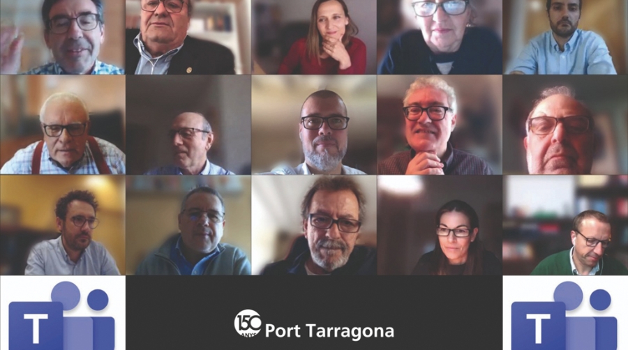 Los 17 miembros del Consejo de Administraci&oacute;n del Port de Tarragona reunidos telem&aacute;ticamente.