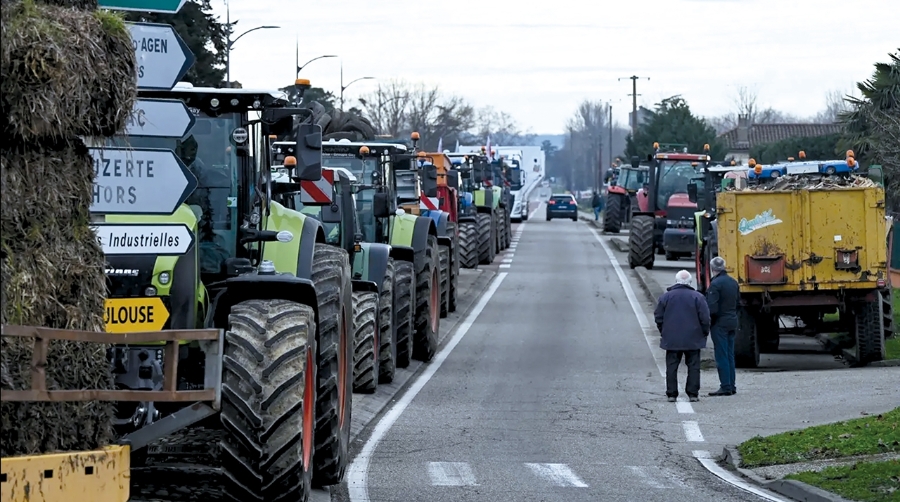 Foto de archivo de protestas de agricultores franceses.