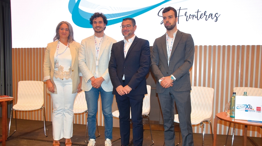 Cristina Martín, CEO de Usyncro; Ignacio Azorín, director general de Estrategia Digital de la Comunidad de Madrid; Miguel Ángel Domínguez,presidente del Clúster Blockchain de la Comunidad de Madrid y Santiago Vesga, director de Proyectos de CITET. Foto J.C.P.