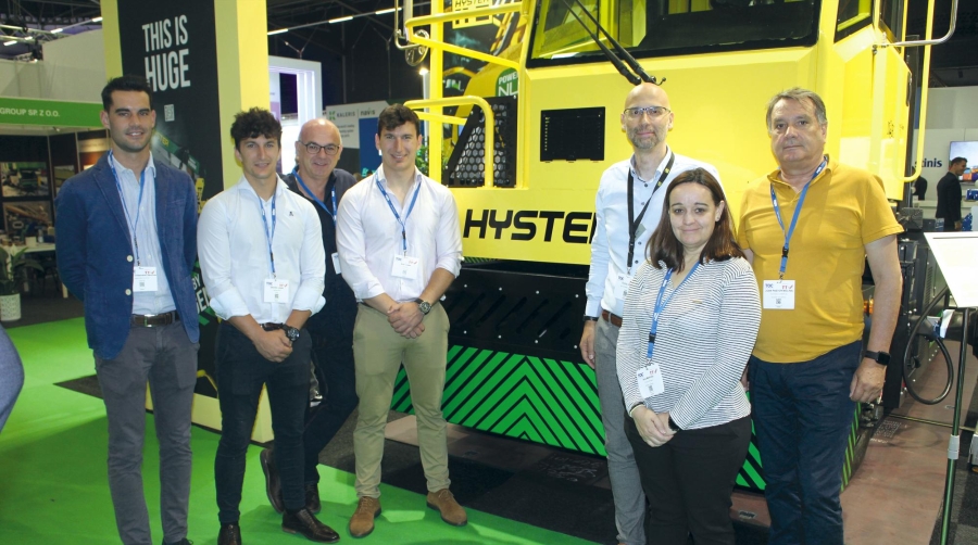 Desde la izquierda: Nacho Uribarrena, Vibacar; Endika Lòpez, Vibacar; Jordi Llinás, José Llinas e Hijos; Álex López, Vibacar; Emilio Vidal, Hyster; Ana Martínez, Genera Industrial; Juan Pastor, Genera Industrial. Foto J.P.