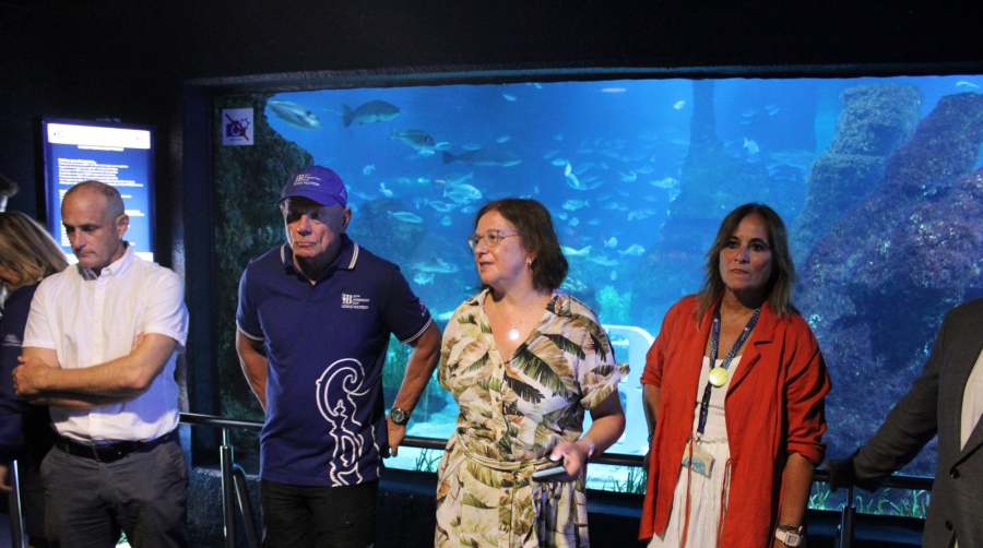 David Pino, director de Port Vell; Grant Dalton, CEO de Copa América; Catalina Grimalt, directora de la Bcn Port Innovation; y Mª José Peretó, directora del Aquàrium de Barcelona. Foto M.V.