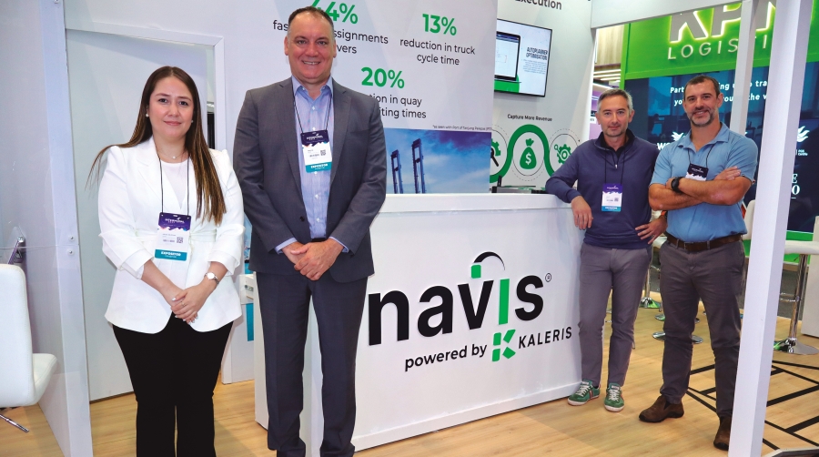 Heysa Zaldívar, Sales Account Manager LATAM &amp; Caribbean de Kaleris; Martín Bardi, VP Americas TOS and Global CVS Sales; Carlos Barberá, VP Product Management de Kaleris; Ramón Moreno. Senior Sales Manager Americas de Kaleris. Foto J.P.