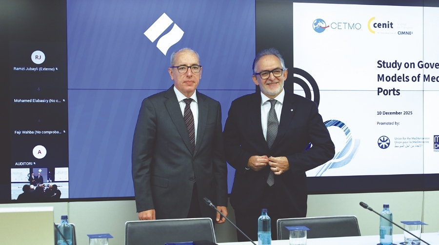 José Alberto Carbonell, presidente de Port de Barcelona, y Francesc Carbonell, jefe del Sector de Transportes, de la UfM. Foto: J. M.