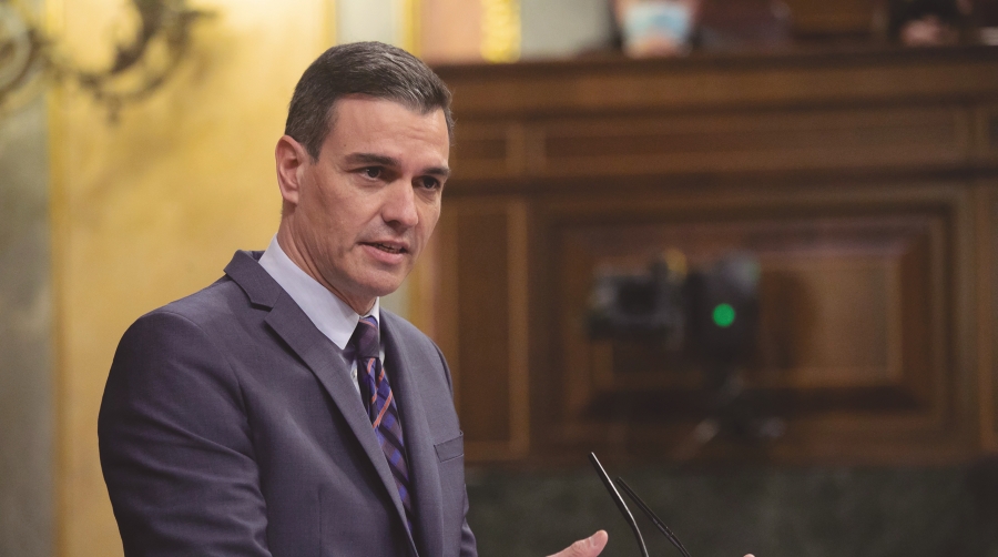 Pedro Sánchez, presidente del Gobierno, el 30 de marzo de 2022 durante su comparencia en el Congreso ante la crisis en Ucrania.