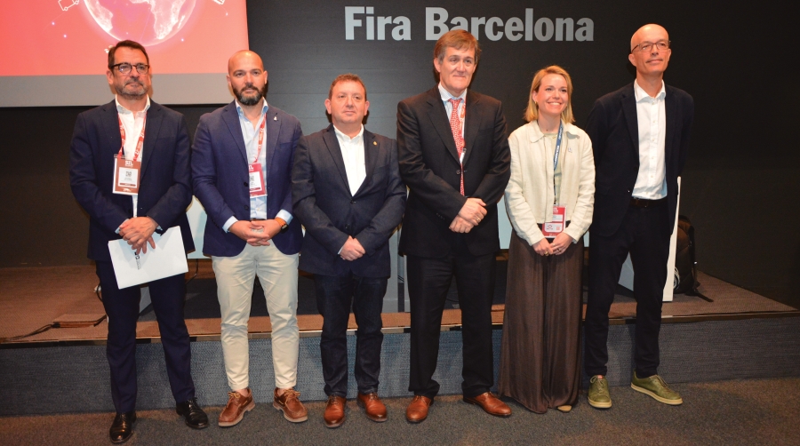 Eduardo San Román (Agencia Logística de Madrid); Jordi Caballé (Marinas de España); Manel Cebrián (Eléctrica Pintó); Luis Miranda (ASCAME); Marta Miquel (Escola Europea) y Jordi Torrent (MEDPorts). Foto J.C.P.