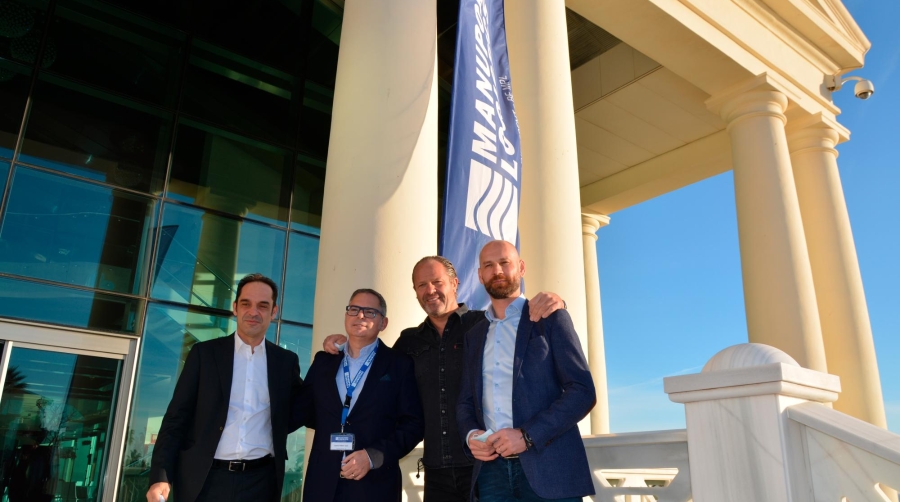 Frédéric Platani, CEO de Monaco Resources, Vicente Ferrer, director general de Manuport Logistics España; Guy Pasmas, CEO de Manuport Logistics; y Ken Joris, CCO de Manuport Logistics. Foto: Raúl Tárrega.