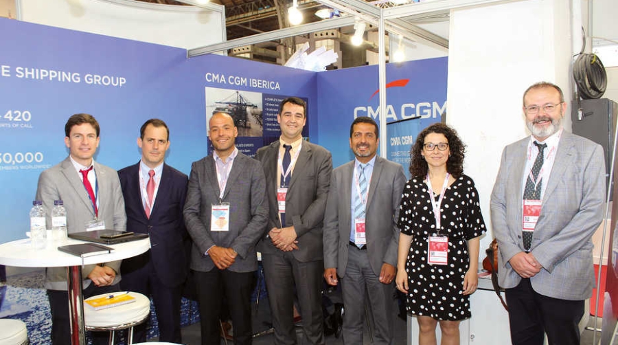 &Aacute;lvaro Lanao (Reefer Central Sales Manager), Carlos Mart&iacute;nez (National Sales Director), Ignasi Cano (National Central Sales Manager), Francesc Royo (Senior Central Sales), Wajid Khan (Regional Commercial Manager Europe &amp; Africa Insurance Department de la sede de Marsella), Cristina Batlle (Senior Sales Executive) y Joan Espluga (Senior Sales Executive) de la central de CMA CGM en Barcelona.