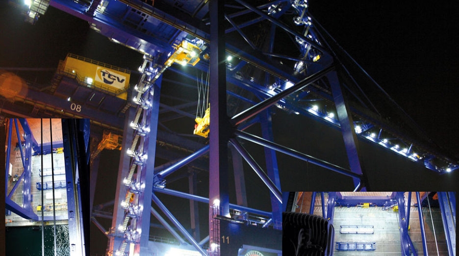 La nueva gr&uacute;a de TCV es la primera del mundo totalmente iluminada con LEDs