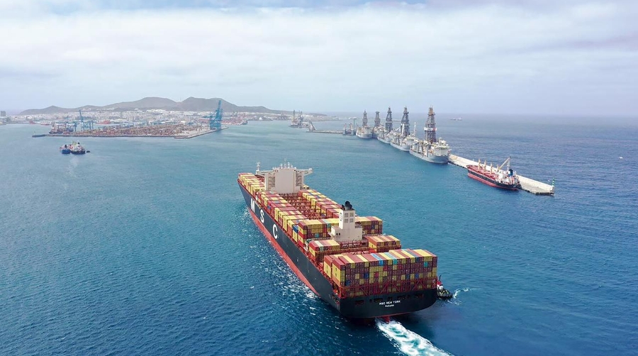 El “MSC Nueva York”, a su llegada al Puerto de Las Palmas.
